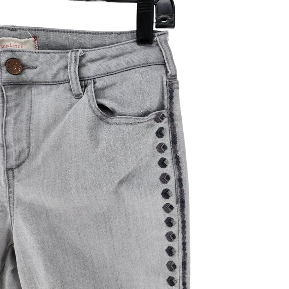 Sundance Women's Light Gray Embroidered Skinny Jean - Picture 2 of 4